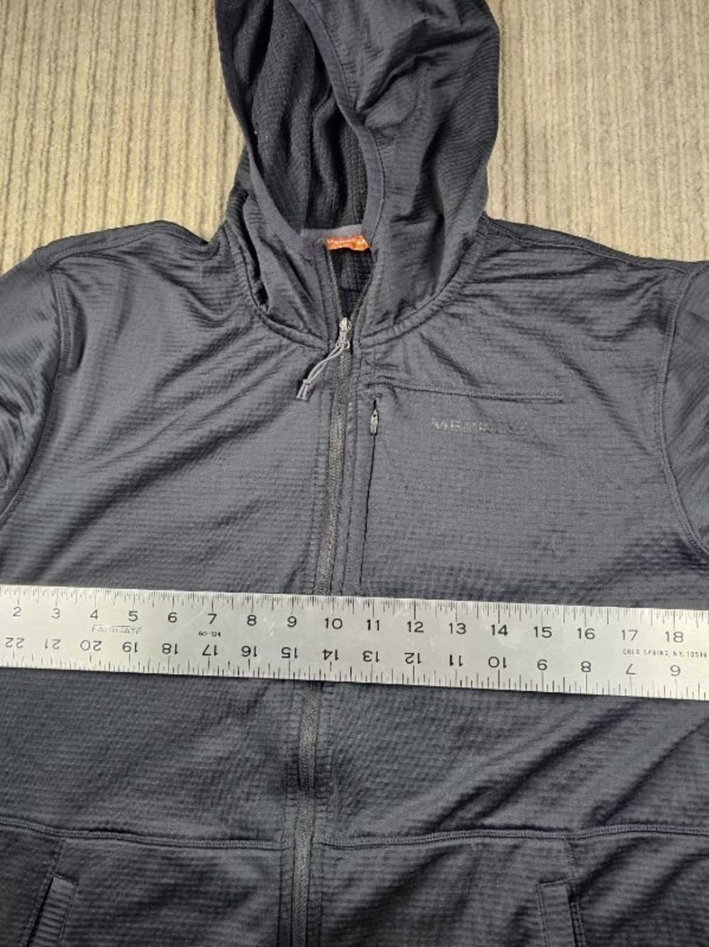 Merrell Men Black Geotex Grid Fleece Full Zip Hoodie Jacket Outdoor Active Sz L - Picture 6 of 6